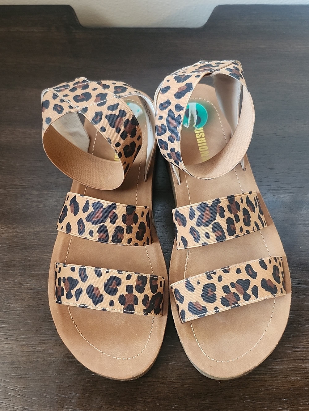 Kids Leopard Print Tan Sandals